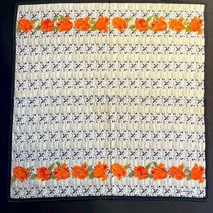 Vintage Lancel Floral Lace Print Neckerchief Scarf